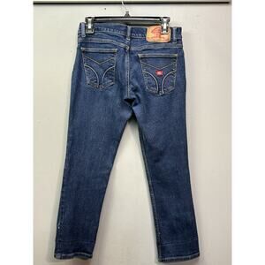 Dickies Jeans Juniors Size 7‎ Short Denim Blue Work wear Y2K Dark Wash READ